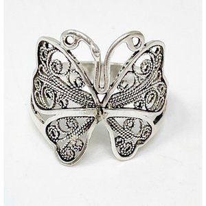 DGS Turkey 925 Sterling Silver Filigree Wide Butterfly Band Ring Size 10.75